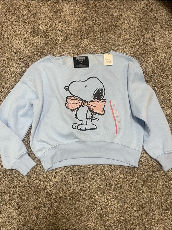 Peanuts Tops - Peanuts Light Blue Snoopy Top with Pink Bow Accents